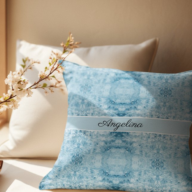 Cojín Decorativo Patrón de plumas azules y blancas, personalizable (Subido por el creador)