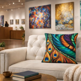 Cojín Decorativo Patrón de plumas de pavo real