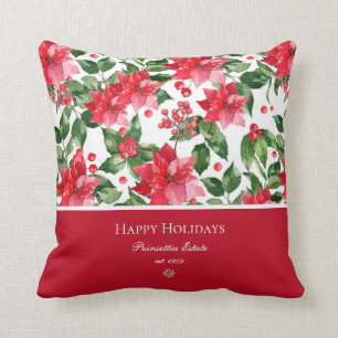 Cojín Decorativo Patrón de Poinsettia personalizado de las vacacio