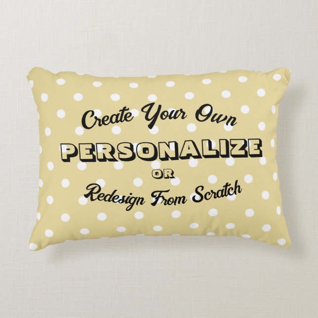 Cojín Decorativo Patrón de Polkadots Pastel - Amarillo (Anverso)