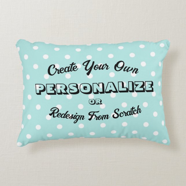 Cojín Decorativo Patrón de Polkadots Pastel - Azul (Anverso)