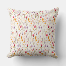 Cojín Decorativo Patrón de pradera de flores silvestres botánicas