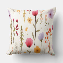 Cojín Decorativo Patrón de pradera de flores silvestres botánicas