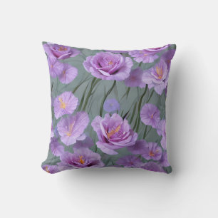 Cojín Decorativo Patrón de prado de flores moradas