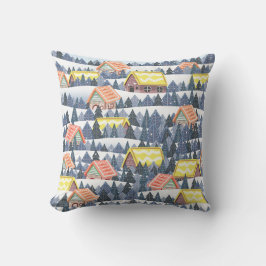 Cojín Decorativo Patrón de pueblo de Navidades Snowley