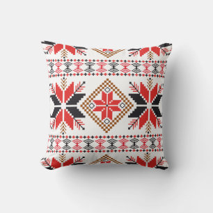 Cojín Decorativo Patrón de punto de ganchillo de invierno rojo negr