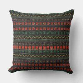 Cojín Decorativo Patrón de punto de píxel verde-amarillo-rojo