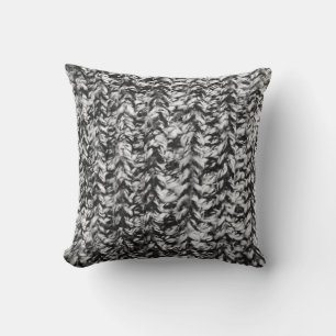 Cojín Decorativo Patrón de punto en blanco y negro -
