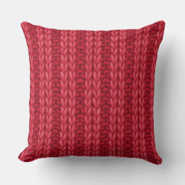 Cojín Decorativo Patrón de punto rojo invernal lanudo