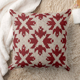 Cojín Decorativo Patrón de punto rojo y blanco nórdico – Clásico de