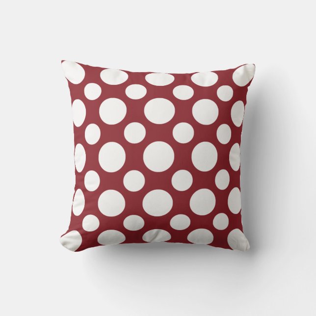 Cojín Decorativo Patrón de puntos blancos rojos (Anverso)