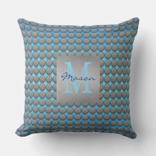 Cojín Decorativo Patrón de puntos de polka azul y gris