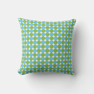Cojín Decorativo Patrón de puntos de polka azul y verde