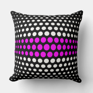Cojín Decorativo Patrón de puntos de polka blanco y fucsia