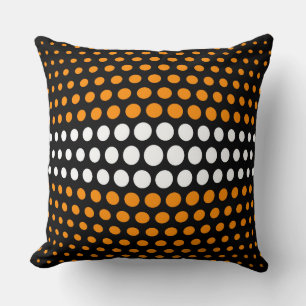 Cojín Decorativo Patrón de puntos de polka blanco y naranja oscuro