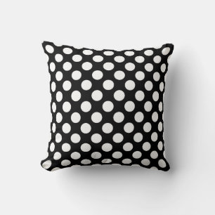 Cojín Decorativo Patrón de puntos de polka blanco y negro