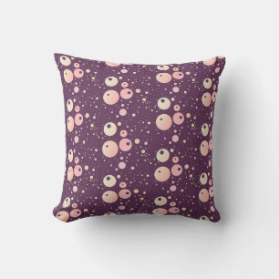 Cojín Decorativo Patrón de puntos de polka rosa morado oscuro