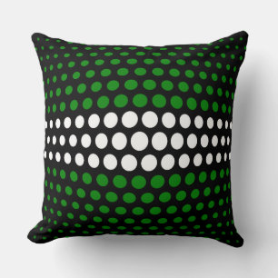 Cojín Decorativo Patrón de puntos de polka verde y blanco