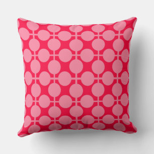 Cojín Decorativo Patrón de puntos polka del retro rosa rojo monocro