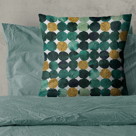 Cojín Decorativo Patrón de puntos - purpurina de esmeraldas y oro