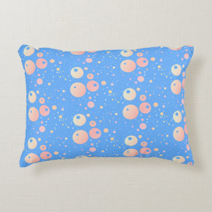Cojín Decorativo Patrón de puntos rosa azul brillante