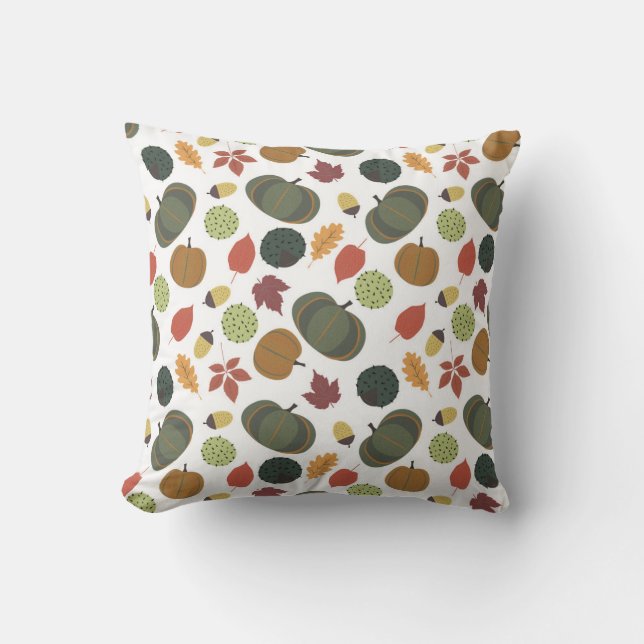 Cojín Decorativo patrón de pupmkins de otoño (Anverso)