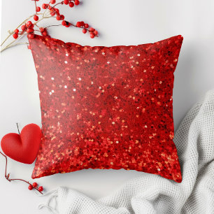 Cojín Decorativo Patrón de purpurina brillante roja