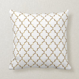 Cojín Decorativo Patrón de quatrefoil de oro en blanco