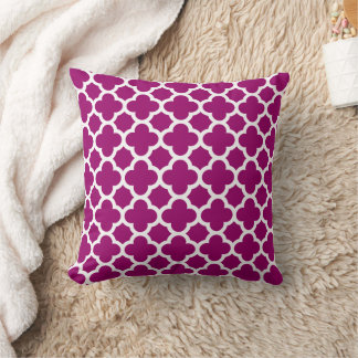 Cojín Decorativo Patrón de Quatrefoil Diseño Socialista Magenta Bla