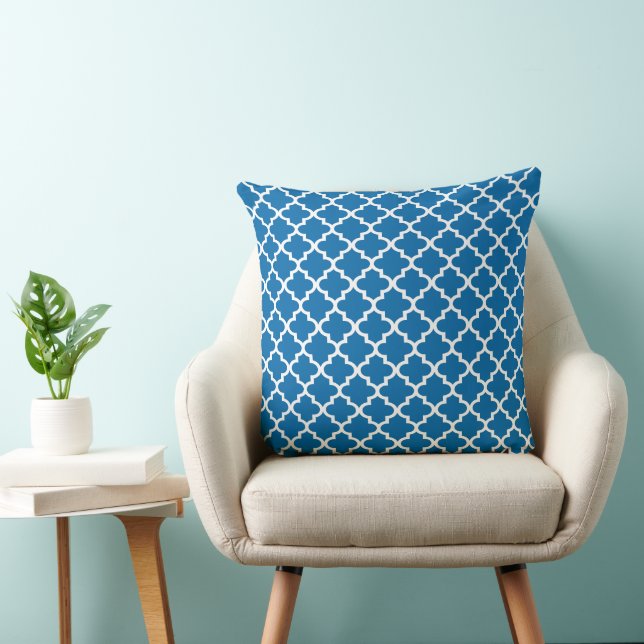 Cojín Decorativo Patrón de quatrefoil marroquí azul moderno (Silla)