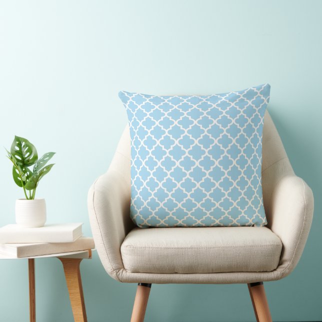 Cojín Decorativo Patrón de quatrefoil marroquí del cielo azul moder (Silla)