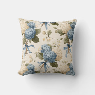 Cojín Decorativo Patrón de Ramo de Hortensias Vintage