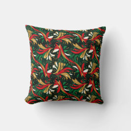 Cojín Decorativo Patrón de ramo salvaje festivo – Rojo, dorado y ve