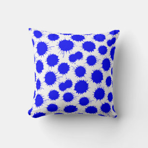 Cojín Decorativo Patrón de ranura - Azul sobre blanco