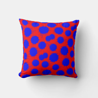 Cojín Decorativo Patrón de ranura - Azul sobre rojo