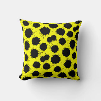 Cojín Decorativo Patrón de ranura - Negro sobre amarillo