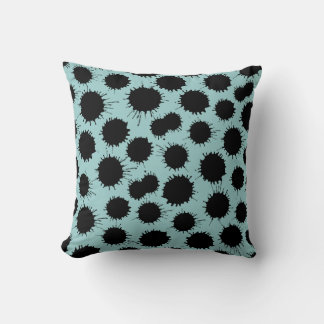 Cojín Decorativo Patrón de ranura - Negro sobre el verde azul del i