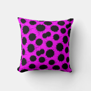 Cojín Decorativo Patrón de ranura - Negro sobre magenta