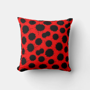 Cojín Decorativo Patrón de ranura - Negro sobre rojo