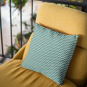 Cojín Decorativo Patrón de raya zig zag Chevron Verde Turquesa