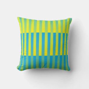 Cojín Decorativo Patrón de rayas azul amarillo verde