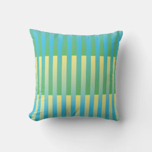 Cojín Decorativo Patrón de rayas azul amarillo verde