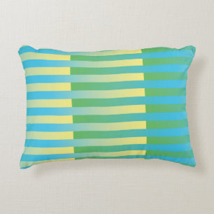 Cojín Decorativo Patrón de rayas azul amarillo verde