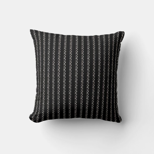 Cojín Decorativo Patrón de rayas blancas negras (Anverso)