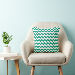 Cojín Decorativo Patrón de rayas Chevron verde elegante