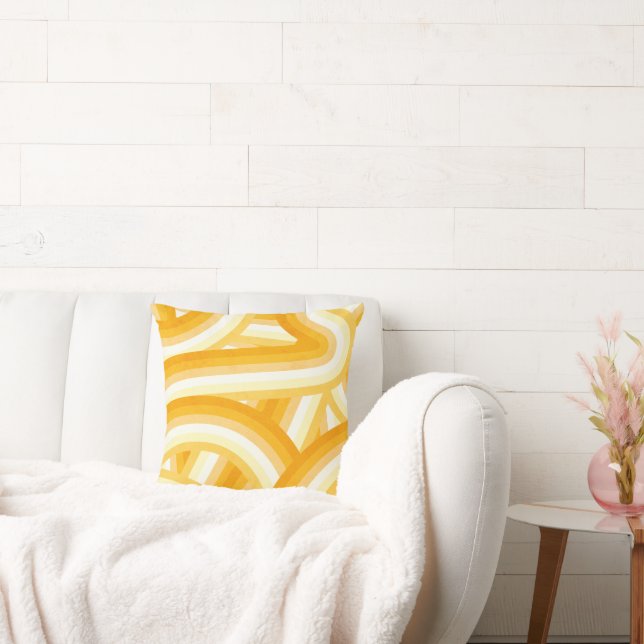 Cojín Decorativo Patrón de rayas de arco iris retro amarillo (Sofá)