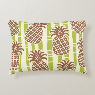 Cojín Decorativo Patrón de rayas de bambú y piña Tiki