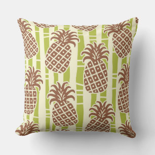 Cojín Decorativo Patrón de rayas de bambú y piña Tiki