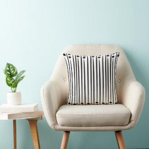 Cojín Decorativo Patrón de rayas de círculo triángulo en blanco y n