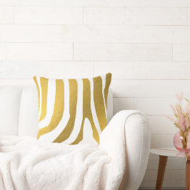 Cojín Decorativo Patrón de rayas de impresión de cebra dorada falsa